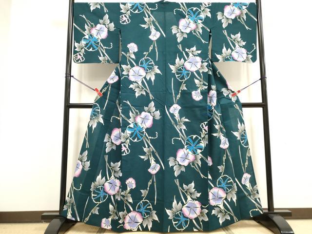 平和屋着物∴夏物　浴衣　注染　朝顔　綿　逸品　DABI8596cd