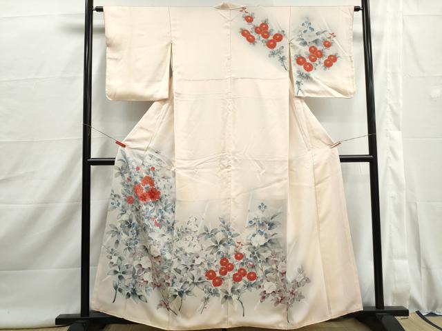 平和屋着物■訪問着　刺繍　枝花文　菊　暈し染め　正絹　逸品　DABJ0001qa