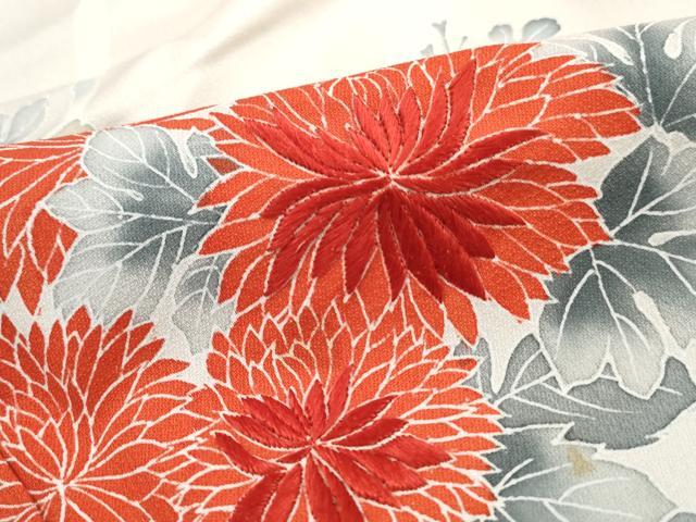 平和屋着物■訪問着　刺繍　枝花文　菊　暈し染め　正絹　逸品　DABJ0001qa
