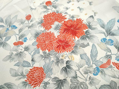 平和屋着物■訪問着　刺繍　枝花文　菊　暈し染め　正絹　逸品　DABJ0001qa