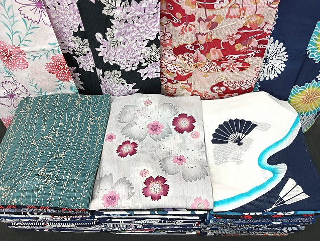 平和屋着物■浴衣 まとめて 45点 兎 菊 花柄 絹紅梅 綿絽 注染め など 着用可能多数 未使用品あり mmm1344