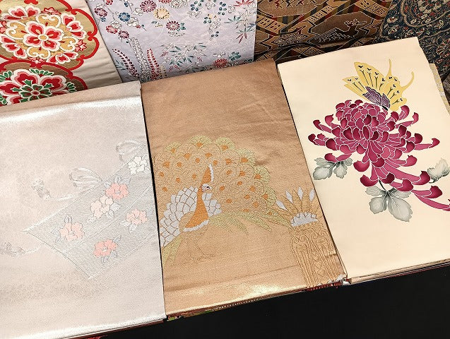 平和屋着物■名古屋帯 まとめて100点 孔雀 有栖川文様 蝶 更紗 乱菊 花柄 正倉院 アンティーク 駒刺繍 金銀糸 未使用品有 全て正絹 mmm1350