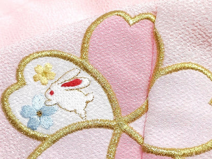 平和屋着物[]女の子　子供　ベビー着物　被布セット　刺繍　兎　吉祥花丸文　金彩　DABG3221ma