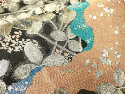 平和屋着物▼日本画の巨匠　加山又造　六通柄袋帯　秋草文　金銀彩　正絹　逸品　DABH7983fe