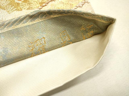 平和屋着物▼西陣まいづる謹製　六通柄袋帯　吉祥波松紋　耀貝箔　金銀糸　正絹　逸品　DABH7982fe