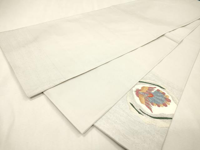 平和屋着物▼太鼓柄袋帯　すくい織　孔雀　金銀糸　正絹　逸品　DABH7971fe