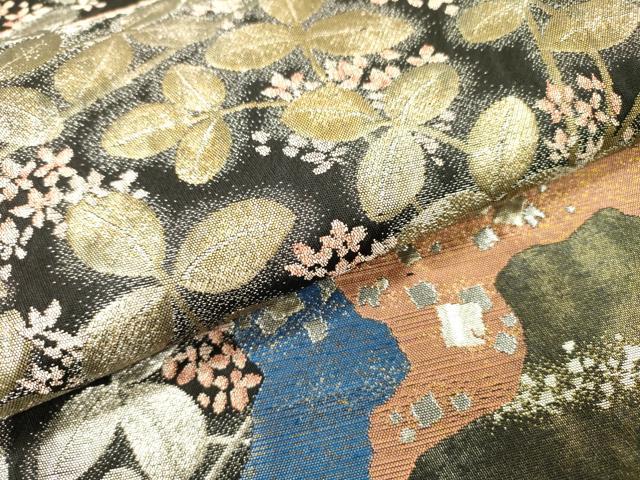 平和屋着物▼日本画の巨匠　加山又造　六通柄袋帯　秋草文　金銀彩　正絹　逸品　DABH7983fe
