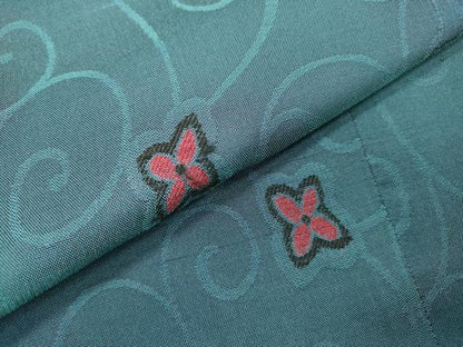 平和屋着物▽道行コート　スリーシーズン　春夏秋　塵除け　花唐草文　正絹　逸品　DABI7020fe