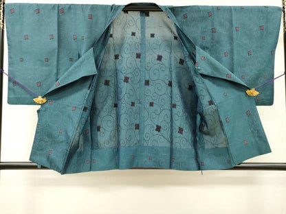 平和屋着物▽道行コート　スリーシーズン　春夏秋　塵除け　花唐草文　正絹　逸品　DABI7020fe