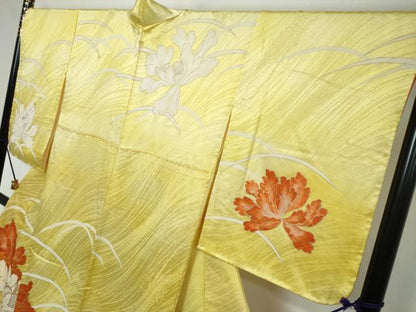 平和屋着物●訪問着　駒刺繍　舞花文　金彩　正絹　逸品　DABI2875ud
