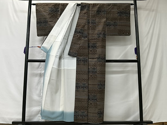 平和屋着物■上質な紬　草花文　正絹　逸品　未使用　CABK0256ua