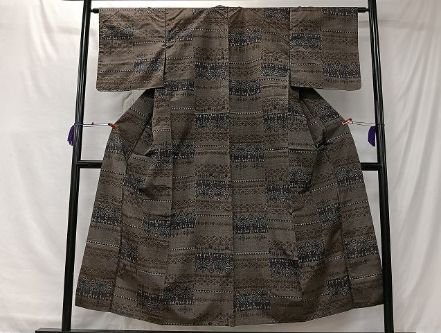 平和屋着物■上質な紬　草花文　正絹　逸品　未使用　CABK0256ua