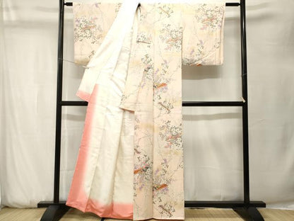 平和屋着物■上質な小紋　扇枝花文　暈し染め　金彩　正絹　逸品　CABK3785ev