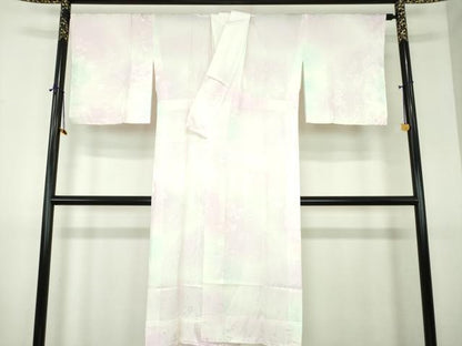 平和屋着物●上質な長襦袢　無双仕立て　枝垂れ桜　流水舞蝶文　暈し染め　正絹　逸品　未使用　DABI6104ps
