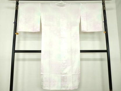 平和屋着物●上質な長襦袢　無双仕立て　枝垂れ桜　流水舞蝶文　暈し染め　正絹　逸品　未使用　DABI6104ps