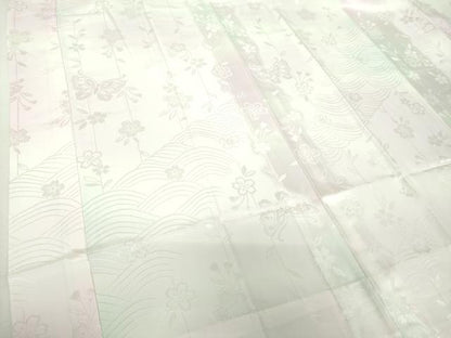 平和屋着物●上質な長襦袢　無双仕立て　枝垂れ桜　流水舞蝶文　暈し染め　正絹　逸品　未使用　DABI6104ps