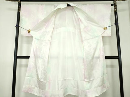 平和屋着物●上質な長襦袢　無双仕立て　枝垂れ桜　流水舞蝶文　暈し染め　正絹　逸品　未使用　DABI6104ps