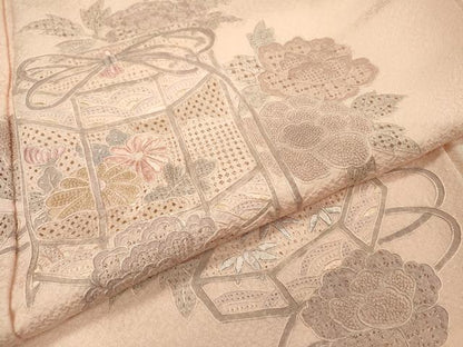 平和屋着物▼中国三大刺繍　スワトウ刺繍　汕頭刺繍　相良刺繍　総刺繍　訪問着　貝桶花文　正絹　逸品　DABI7106fe