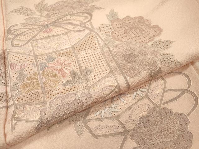 平和屋着物▼中国三大刺繍　スワトウ刺繍　汕頭刺繍　相良刺繍　総刺繍　訪問着　貝桶花文　正絹　逸品　DABI7106fe