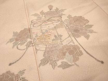 平和屋着物▼中国三大刺繍　スワトウ刺繍　汕頭刺繍　相良刺繍　総刺繍　訪問着　貝桶花文　正絹　逸品　DABI7106fe