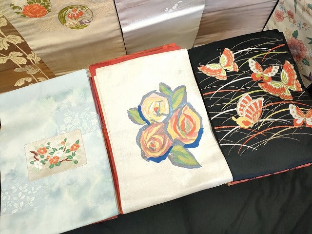 平和屋本店■名古屋帯 まとめて100点 孔雀 蝶 菊 花柄 刺繍 金銀糸 など 着用可能多数 未使用品あり 全て正絹 ppp4019