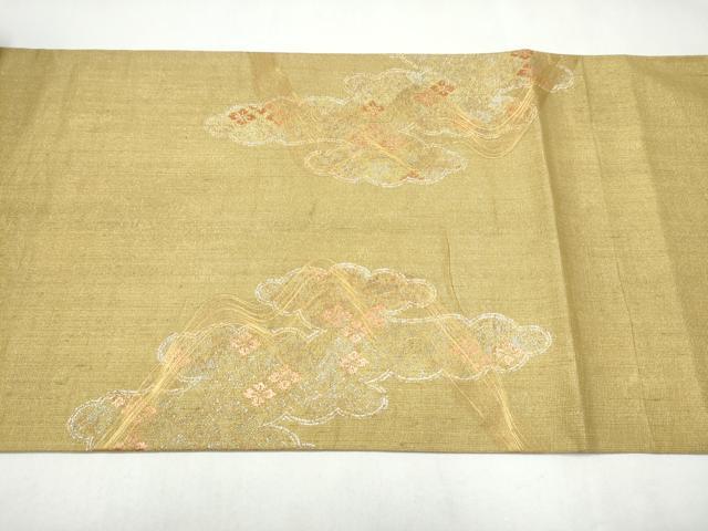 平和屋着物●名門　しょうざん　生紬　紙屋川伝承　絹漉貴　太鼓柄袋帯　雲取り花文　金銀糸　正絹　逸品　CABK5948hy