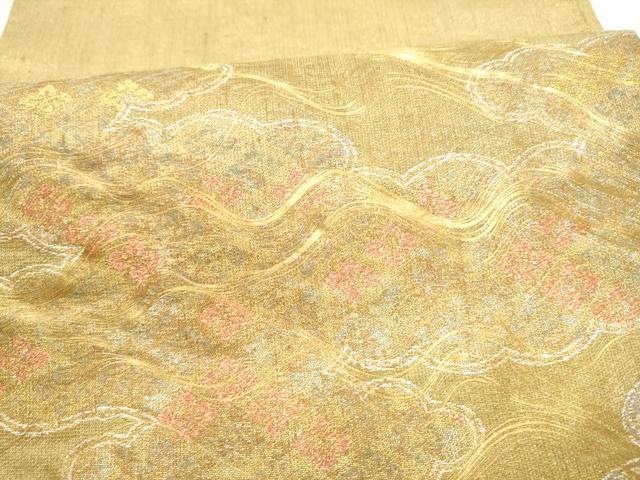 平和屋着物●名門　しょうざん　生紬　紙屋川伝承　絹漉貴　太鼓柄袋帯　雲取り花文　金銀糸　正絹　逸品　CABK5948hy
