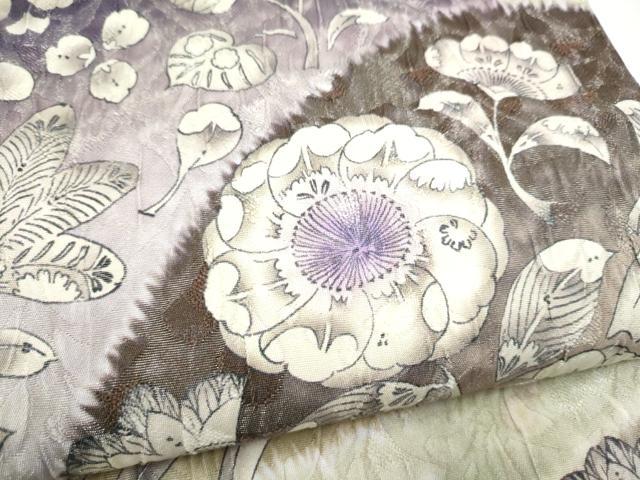 平和屋着物●全通柄袋帯　ふくれ織　辻が花　銀通し地　正絹　逸品　CABK5989hy