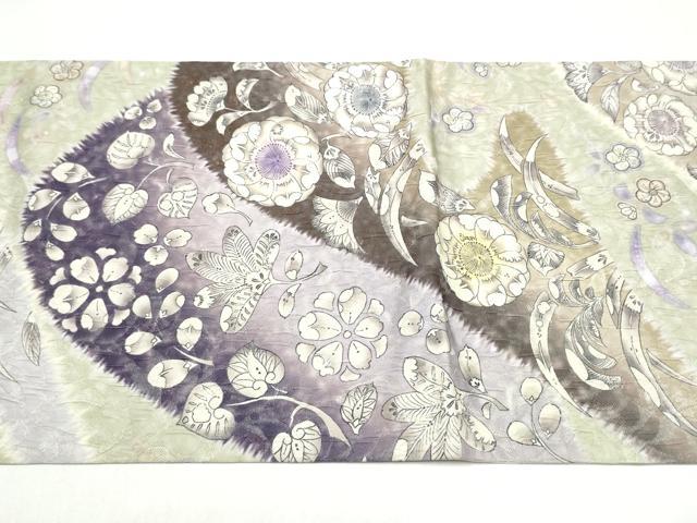 平和屋着物●全通柄袋帯　ふくれ織　辻が花　銀通し地　正絹　逸品　CABK5989hy