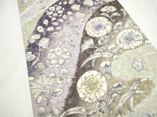 平和屋着物●全通柄袋帯　ふくれ織　辻が花　銀通し地　正絹　逸品　CABK5989hy