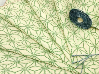 平和屋着物▼紬　反物　着尺　麻の葉文様　逸品　未使用　DABJ0555zy