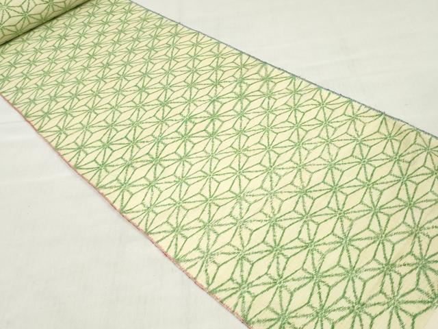 平和屋着物▼紬　反物　着尺　麻の葉文様　逸品　未使用　DABJ0555zy