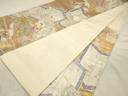 平和屋着物◎六通柄袋帯　唐織　麗容衣文　金銀糸　正絹　逸品　DABI3957ya