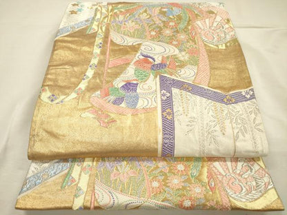 平和屋着物◎六通柄袋帯　唐織　麗容衣文　金銀糸　正絹　逸品　DABI3957ya