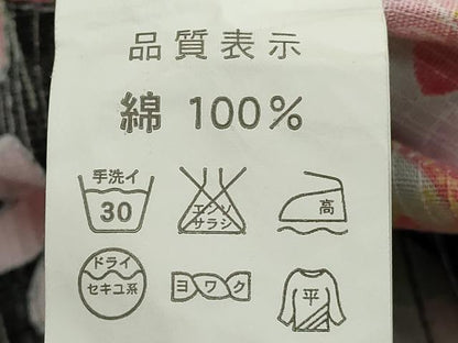 平和屋着物∴夏物　浴衣　綿　草花文　金魚　黒地　逸品　DABI8685cd