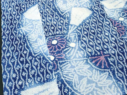 平和屋着物∴夏物　浴衣　有松鳴海絞り　立涌扇面花文　綿　逸品　未使用　DABI8683cd