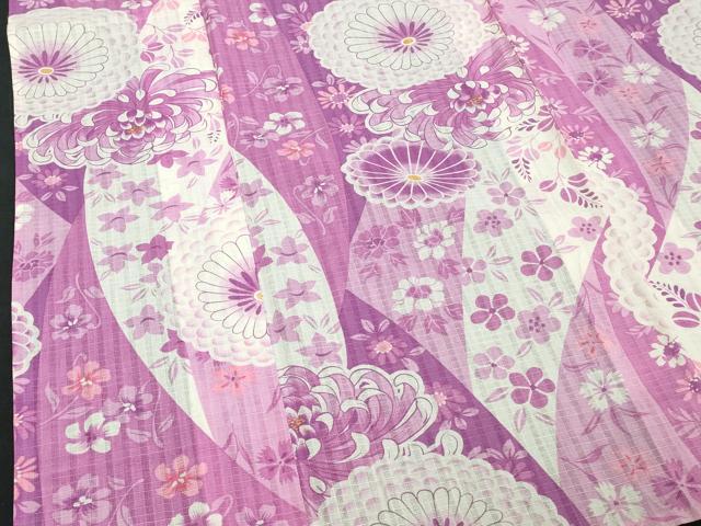 平和屋着物∴夏物　綿紅梅　浴衣　切嵌花文　乱菊　綿　逸品　DABI8667cd