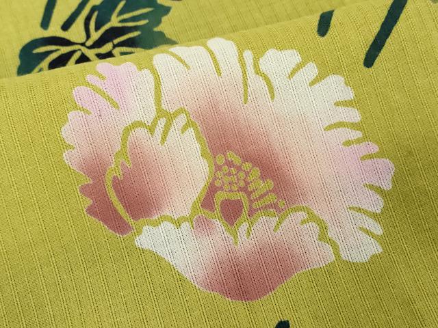 平和屋着物∴夏物　浴衣　注染　手縫い　枝花文　やまと誂製　綿　逸品　DABI8682cd