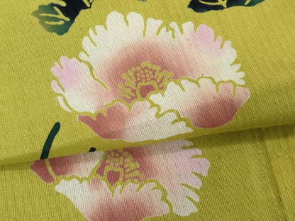 平和屋着物∴夏物　浴衣　注染　手縫い　枝花文　やまと誂製　綿　逸品　DABI8682cd