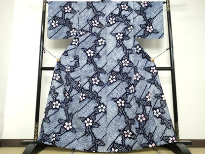 平和屋着物∴夏物　浴衣　有松鳴海絞り　枝花文　綿　逸品　DABI8693cd