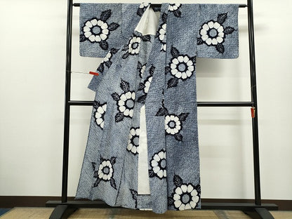 平和屋着物∴夏物　浴衣　有松鳴海絞り　草花文　綿　逸品　CABK6514ze