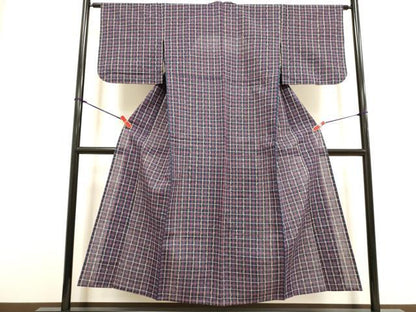 平和屋着物∴夏物　阿波しじら織　浴衣　格子　綿　逸品　DABI8703cd