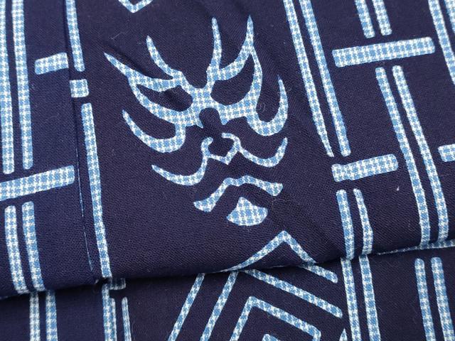 平和屋着物∴夏物　男性　浴衣　注染　手縫い　菱間道　隈取　キングサイズ　綿　逸品　DABI8742cd