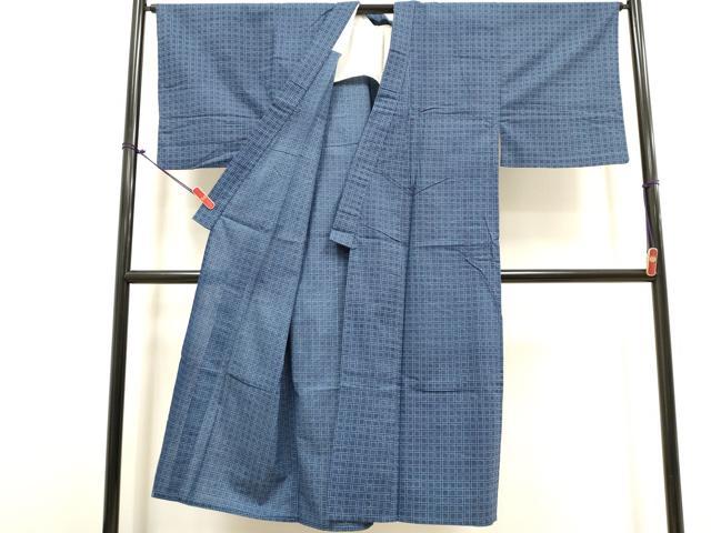 平和屋着物∴夏物　男性　浴衣　注染　手縫い　色紙文　綿　逸品　DABI8743cd