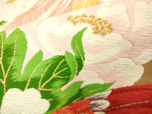 平和屋着物▼六通柄袋帯　唐織　鳳凰菊牡丹文　金銀糸　正絹　逸品　DABH6982az