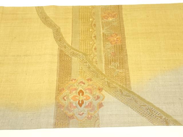 平和屋着物●中国三大刺繍　スワトウ刺繍　汕頭刺繍　総刺繍　太鼓柄袋帯　紬地　正倉院花文　正絹　逸品　DABH6976az
