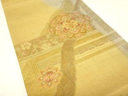 平和屋着物●中国三大刺繍　スワトウ刺繍　汕頭刺繍　総刺繍　太鼓柄袋帯　紬地　正倉院花文　正絹　逸品　DABH6976az