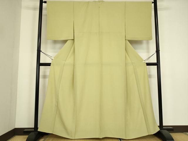 平和屋着物▽色無地　単衣　若菜色　洗える着物　DABJ1078az