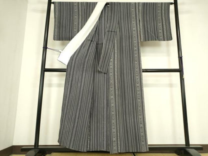 平和屋着物▽上質な小紋　単衣　花間道　正絹　逸品　DABJ1097az