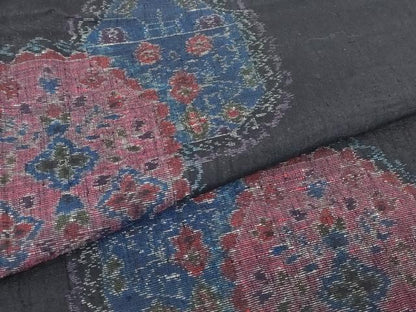 平和屋着物▽上質な紬　単衣　鏡裏花文　正絹　逸品　DABJ1106az